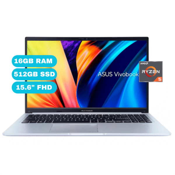 Notebook Asus VivoBook 15, 15.6" FHD LED, Ryzen R5-7430U hasta 4.3GHz 16GB DDR4
