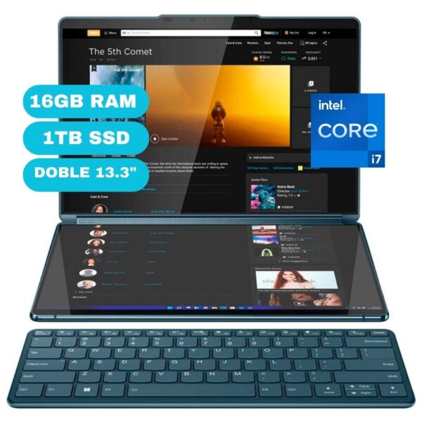 Notebook Lenovo Yoga Book 9 13IRU8, 2 x 13.3" 2.8K OLED Touch, Core i7-1355U 1.7/5.0GHz