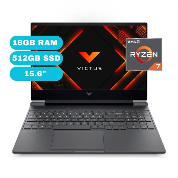 Notebook Gaming HP Victus 15-FB3022LA, 15.6" FHD IPS, AMD Ryzen 7 7445HS 4.7GHZ, 16GB DDR5